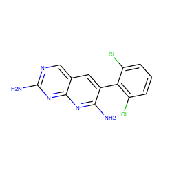 Nc1ncc2cc(-c3c(Cl)cccc3Cl)c(N)nc2n1 ZINC000013834859