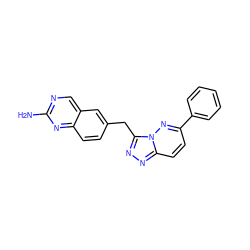 Nc1ncc2cc(Cc3nnc4ccc(-c5ccccc5)nn34)ccc2n1 ZINC000166088432