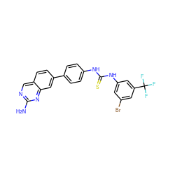 Nc1ncc2ccc(-c3ccc(NC(=S)Nc4cc(Br)cc(C(F)(F)F)c4)cc3)cc2n1 ZINC001772598706