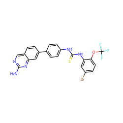 Nc1ncc2ccc(-c3ccc(NC(=S)Nc4cc(Br)ccc4OC(F)(F)F)cc3)cc2n1 ZINC001772579951