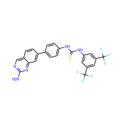 Nc1ncc2ccc(-c3ccc(NC(=S)Nc4cc(C(F)(F)F)cc(C(F)(F)F)c4)cc3)cc2n1 ZINC001772576967