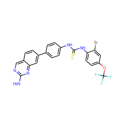 Nc1ncc2ccc(-c3ccc(NC(=S)Nc4ccc(OC(F)(F)F)cc4Br)cc3)cc2n1 ZINC001772617053