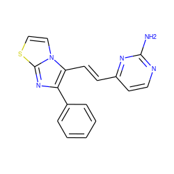 Nc1nccc(/C=C/c2c(-c3ccccc3)nc3sccn23)n1 ZINC000003820806