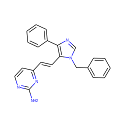 Nc1nccc(/C=C/c2c(-c3ccccc3)ncn2Cc2ccccc2)n1 ZINC000040974019