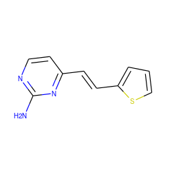 Nc1nccc(/C=C/c2cccs2)n1 ZINC000058599618