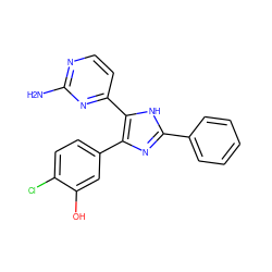 Nc1nccc(-c2[nH]c(-c3ccccc3)nc2-c2ccc(Cl)c(O)c2)n1 ZINC000028564065