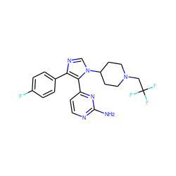 Nc1nccc(-c2c(-c3ccc(F)cc3)ncn2C2CCN(CC(F)(F)F)CC2)n1 ZINC000026728805