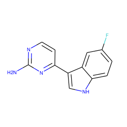 Nc1nccc(-c2c[nH]c3ccc(F)cc23)n1 ZINC000095591486