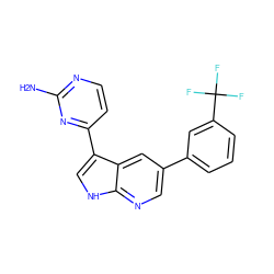 Nc1nccc(-c2c[nH]c3ncc(-c4cccc(C(F)(F)F)c4)cc23)n1 ZINC001772643041