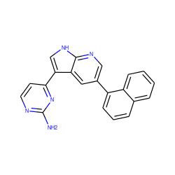 Nc1nccc(-c2c[nH]c3ncc(-c4cccc5ccccc45)cc23)n1 ZINC001772586003