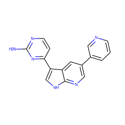 Nc1nccc(-c2c[nH]c3ncc(-c4cccnc4)cc23)n1 ZINC001772656710