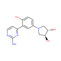 Nc1nccc(-c2cc(N3C[C@H](O)[C@@H](O)C3)ccc2O)n1 ZINC000072109192