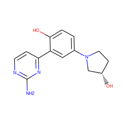 Nc1nccc(-c2cc(N3CC[C@H](O)C3)ccc2O)n1 ZINC000072109190