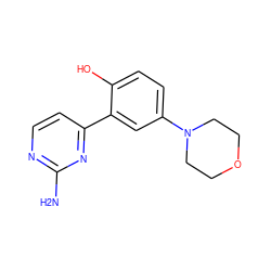 Nc1nccc(-c2cc(N3CCOCC3)ccc2O)n1 ZINC000072107171