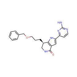 Nc1nccc(-c2cc3c([nH]2)[C@H](CCCOCc2ccccc2)CNC3=O)n1 ZINC000040973222