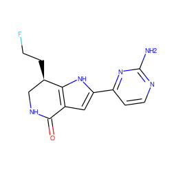 Nc1nccc(-c2cc3c([nH]2)[C@H](CCF)CNC3=O)n1 ZINC000040380089