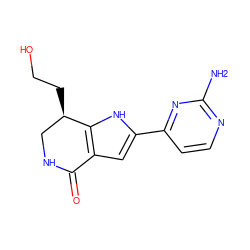 Nc1nccc(-c2cc3c([nH]2)[C@H](CCO)CNC3=O)n1 ZINC000040379031