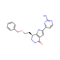 Nc1nccc(-c2cc3c([nH]2)[C@H](CCOCc2ccccc2)CNC3=O)n1 ZINC000040974968