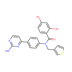 Nc1nccc(-c2ccc(N(Cc3ccsc3)C(=O)c3ccc(O)cc3O)cc2)n1 ZINC000653670277