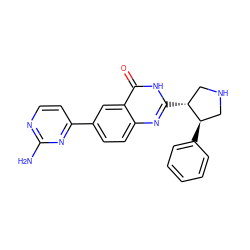 Nc1nccc(-c2ccc3nc([C@@H]4CNC[C@H]4c4ccccc4)[nH]c(=O)c3c2)n1 ZINC000095589966