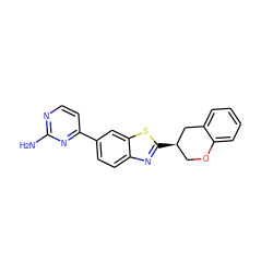 Nc1nccc(-c2ccc3nc([C@@H]4COc5ccccc5C4)sc3c2)n1 ZINC000049032563