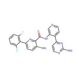 Nc1nccc(-c2ccncc2NC(=O)c2nc(-c3c(F)cccc3F)ccc2N)n1 ZINC000146900466