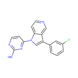 Nc1nccc(-n2cc(-c3cccc(Cl)c3)c3cnccc32)n1 ZINC000095605060