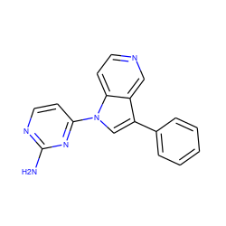 Nc1nccc(-n2cc(-c3ccccc3)c3cnccc32)n1 ZINC000095605278