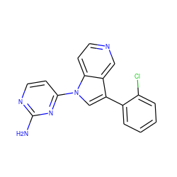 Nc1nccc(-n2cc(-c3ccccc3Cl)c3cnccc32)n1 ZINC000095601118