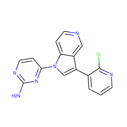 Nc1nccc(-n2cc(-c3cccnc3Cl)c3cnccc32)n1 ZINC000095604433