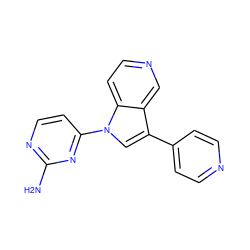 Nc1nccc(-n2cc(-c3ccncc3)c3cnccc32)n1 ZINC000095601791