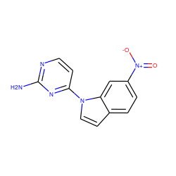 Nc1nccc(-n2ccc3ccc([N+](=O)[O-])cc32)n1 ZINC000095601532