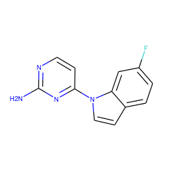 Nc1nccc(-n2ccc3ccc(F)cc32)n1 ZINC000095603860