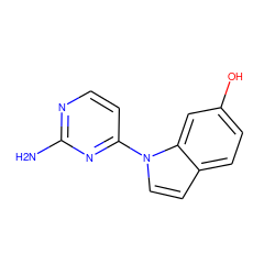 Nc1nccc(-n2ccc3ccc(O)cc32)n1 ZINC000095604462