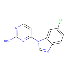 Nc1nccc(-n2cnc3ccc(Cl)cc32)n1 ZINC000095587837