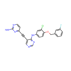 Nc1nccc(C#Cc2cncnc2Nc2ccc(OCc3cccc(F)c3)c(Cl)c2)n1 ZINC000034799990