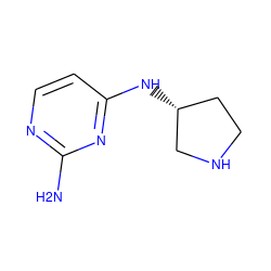 Nc1nccc(N[C@@H]2CCNC2)n1 ZINC000145343350