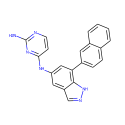 Nc1nccc(Nc2cc(-c3ccc4ccccc4c3)c3[nH]ncc3c2)n1 ZINC000045337612