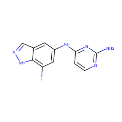 Nc1nccc(Nc2cc(I)c3[nH]ncc3c2)n1 ZINC000045335028