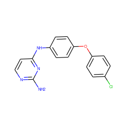 Nc1nccc(Nc2ccc(Oc3ccc(Cl)cc3)cc2)n1 ZINC000084604106