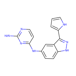 Nc1nccc(Nc2ccc3[nH]nc(-c4ccc[nH]4)c3c2)n1 ZINC000045339490