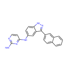 Nc1nccc(Nc2ccc3[nH]nc(-c4ccc5ccccc5c4)c3c2)n1 ZINC000045339421