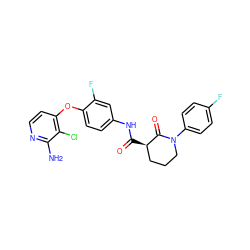 Nc1nccc(Oc2ccc(NC(=O)[C@@H]3CCCN(c4ccc(F)cc4)C3=O)cc2F)c1Cl ZINC000169333341