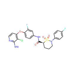 Nc1nccc(Oc2ccc(NC(=O)[C@@H]3CCCN(c4ccc(F)cc4)S3(=O)=O)cc2F)c1Cl ZINC000169333320