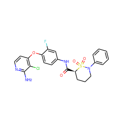 Nc1nccc(Oc2ccc(NC(=O)[C@@H]3CCCN(c4ccccc4)S3(=O)=O)cc2F)c1Cl ZINC000169333309