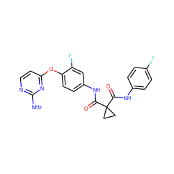 Nc1nccc(Oc2ccc(NC(=O)C3(C(=O)Nc4ccc(F)cc4)CC3)cc2F)n1 ZINC001772615755