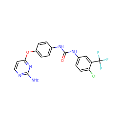 Nc1nccc(Oc2ccc(NC(=O)Nc3ccc(Cl)c(C(F)(F)F)c3)cc2)n1 ZINC000299860344