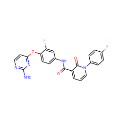 Nc1nccc(Oc2ccc(NC(=O)c3cccn(-c4ccc(F)cc4)c3=O)cc2F)n1 ZINC000103241245