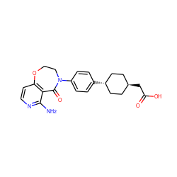 Nc1nccc2c1C(=O)N(c1ccc([C@H]3CC[C@H](CC(=O)O)CC3)cc1)CCO2 ZINC000261175845