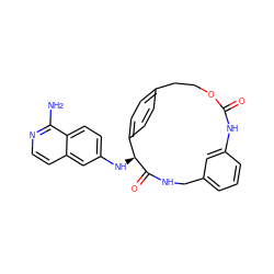 Nc1nccc2cc(N[C@@H]3C(=O)NCc4cccc(c4)NC(=O)OCCc4ccc3cc4)ccc12 ZINC000043169699